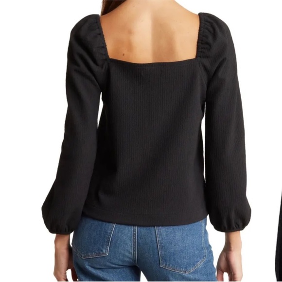 Madewell Crepe Square Neck Puff Sleeve Top- size XS - Picture 2 of 5